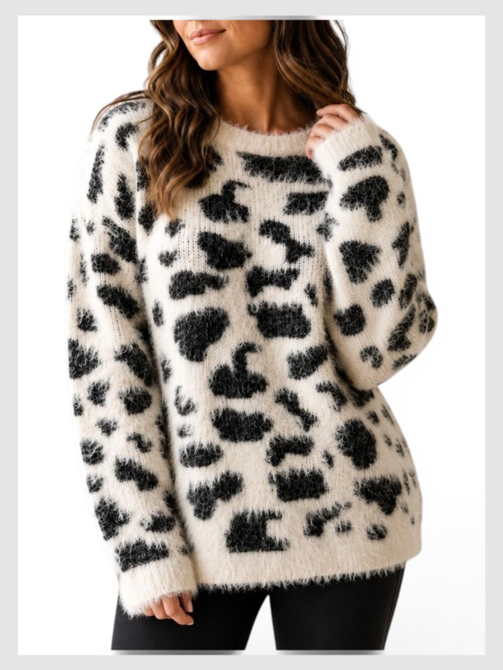 Raga Leopard Eyelash Knit Sweater Beige XS